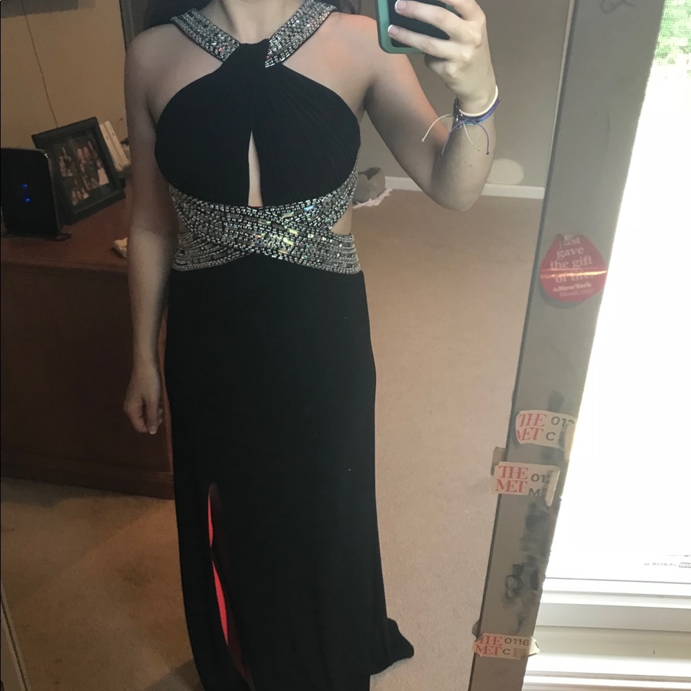 Black and silver prom dress